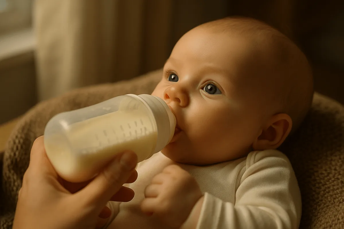 baby drinkt fles opvolgmelk starten baby eerste keer