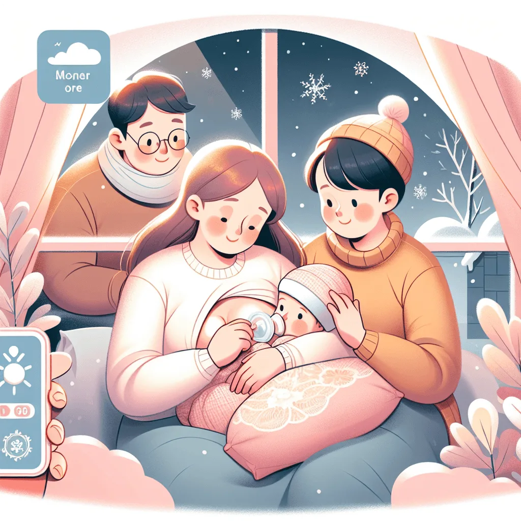 baby krijgt borstvoeding ter bescherming wintermaanden