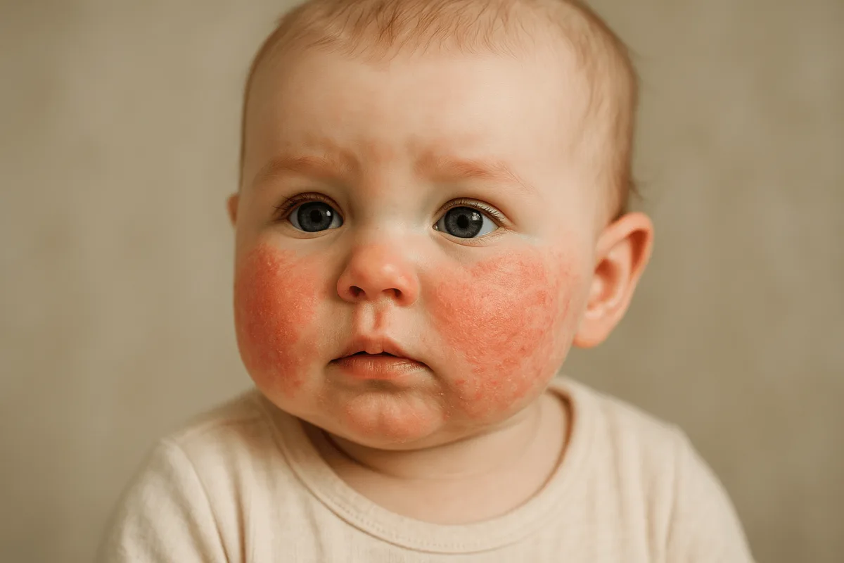 baby rode wangen huid problemen door eczeem op wangetje