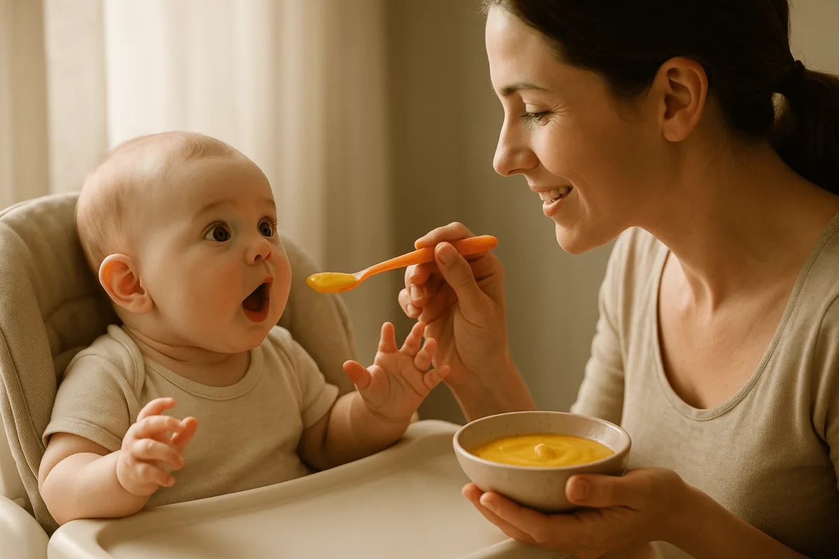 baby vaste voeding signalen moeder lepel eerste hapje