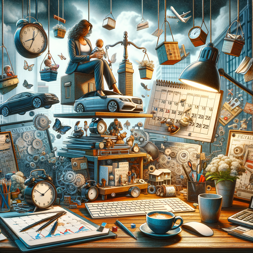 balanceren werk ouderschap met agenda en koffiekopje op bureau