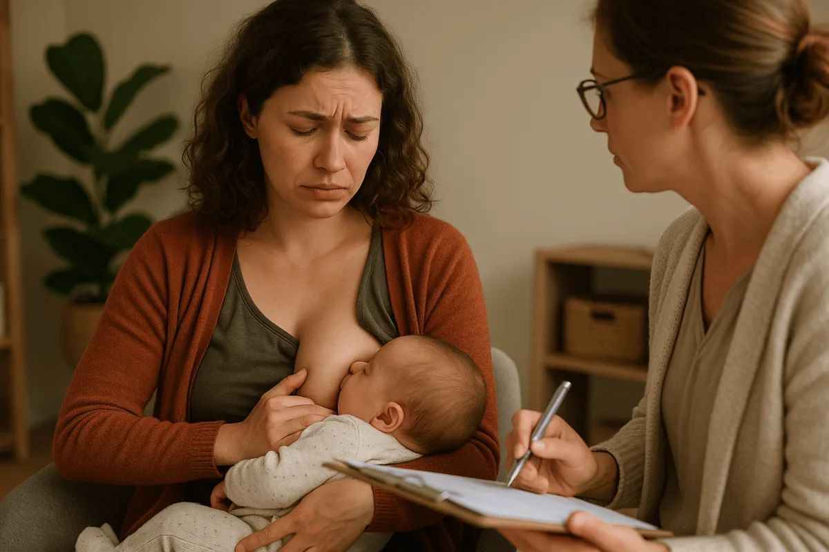 borstvoeding problemen hulp zoeken moeder met baby bij lactatiedeskundige