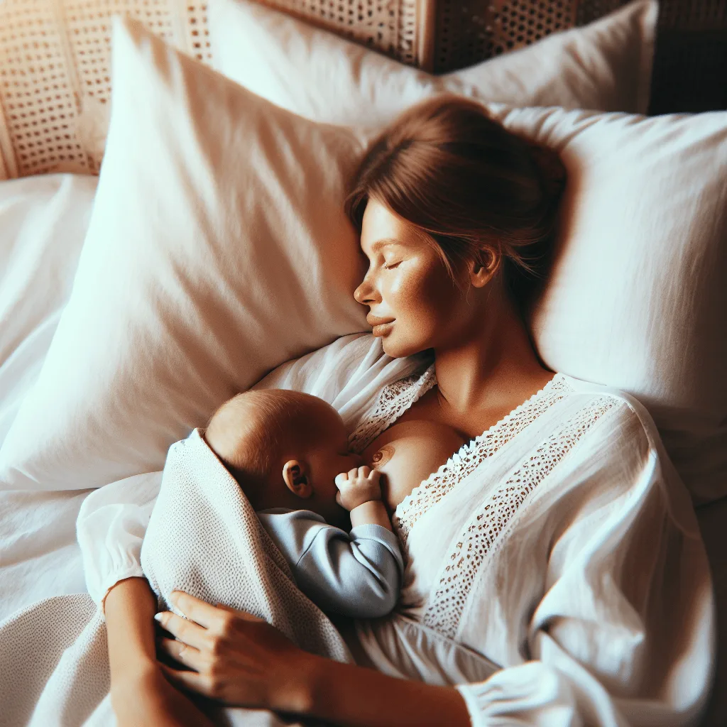 borstvoedingsposities comfort moeder met kussen en baby