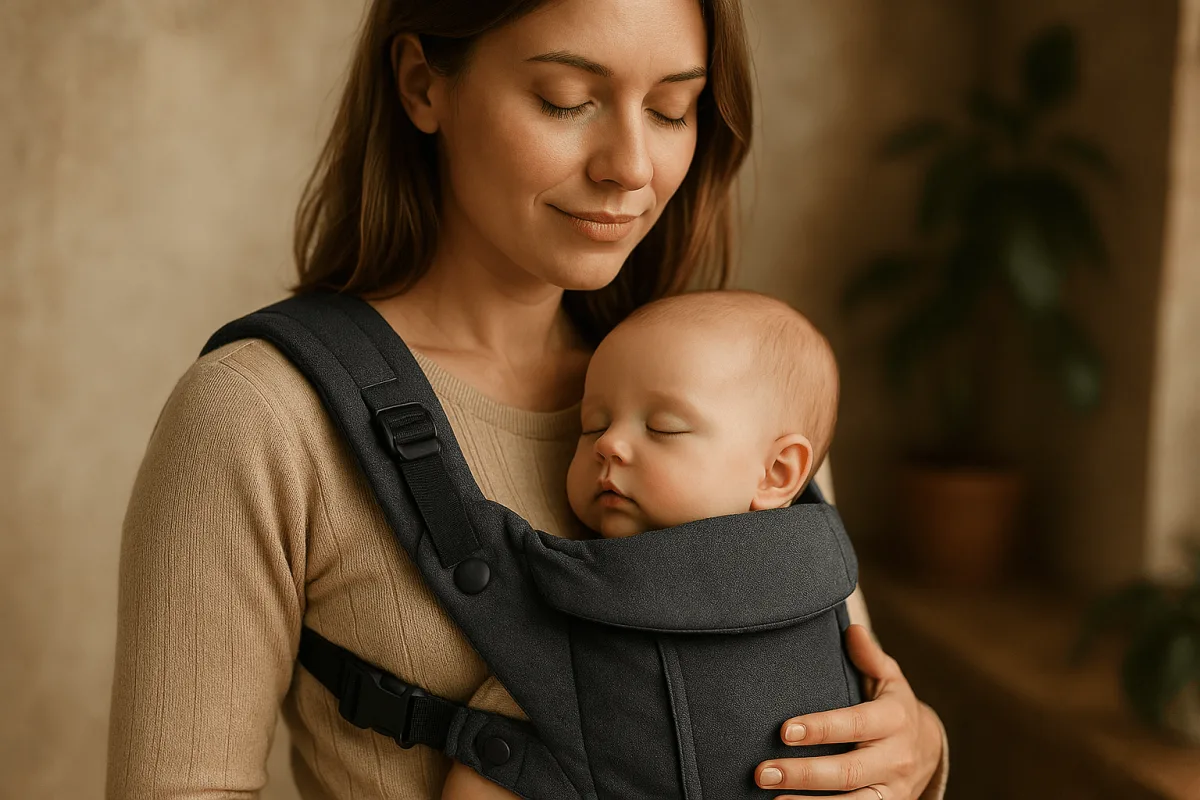 draagzak veiligheid check gezicht baby zichtbaar, kin vrij