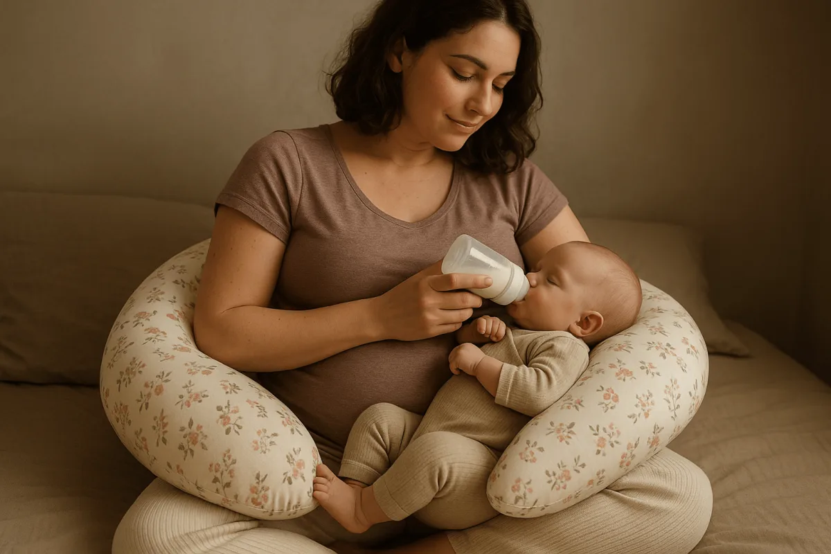 driedelig zwangerschapskussen omgevormd tot compact voedingskussen