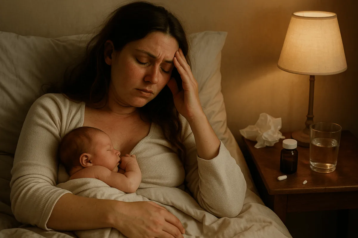 eerste dagen postnatale periode moeder met pasgeboren baby in kraambed