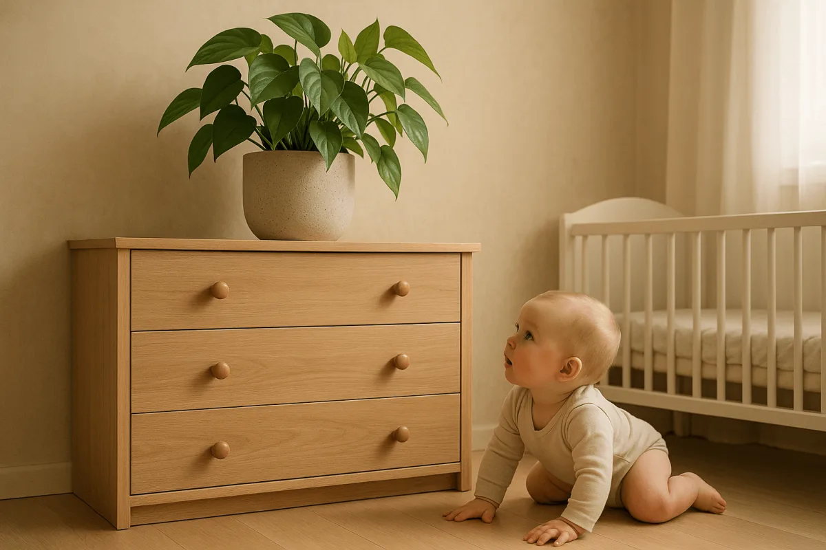 giftige kamerplanten op hoge kast buiten babybereik
