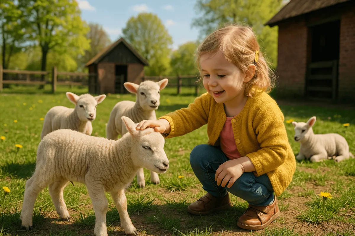kinderboerderij meivakantie kleuter lammeren aaiend lente