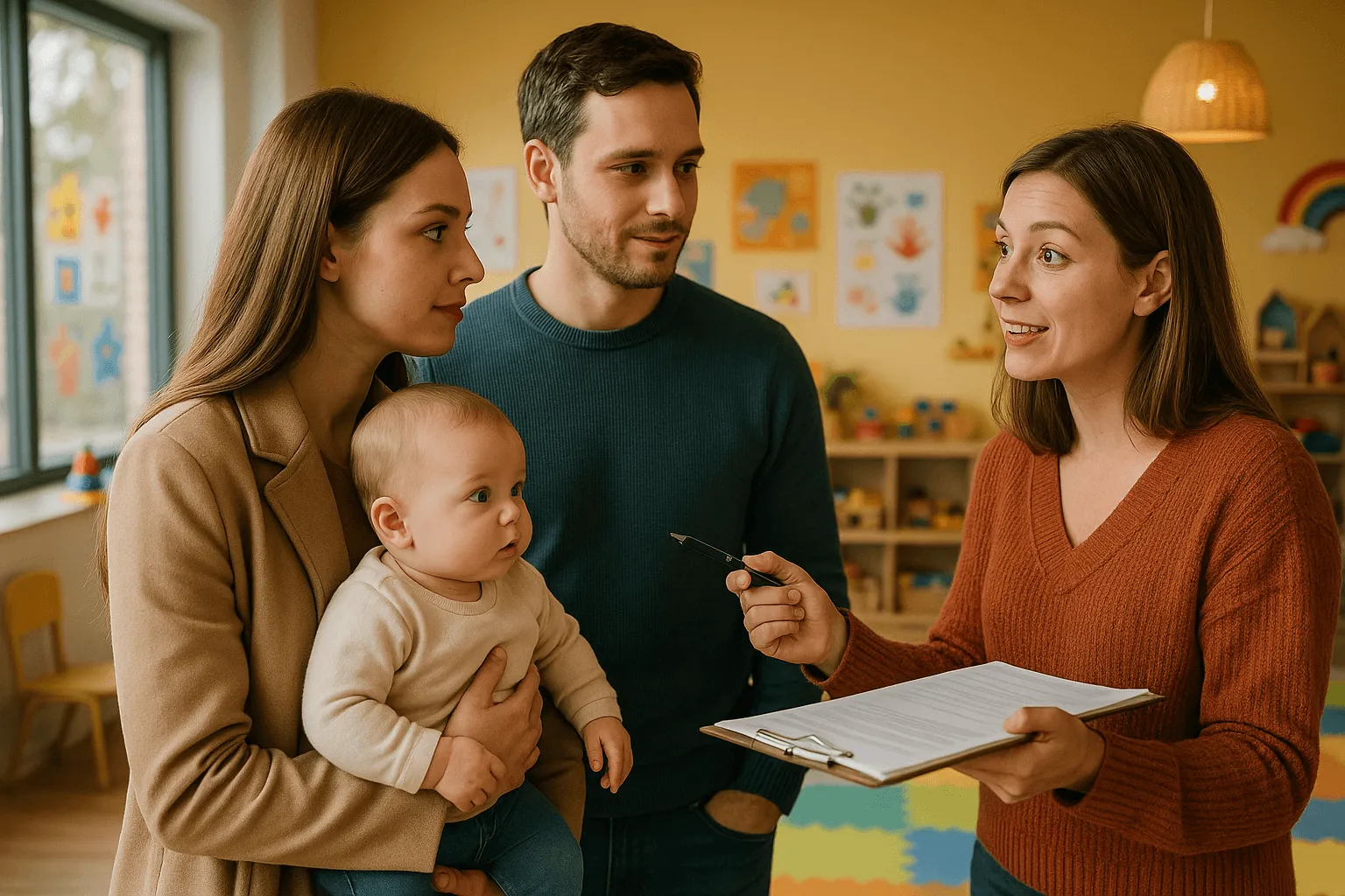 kinderdagverblijf kiezen ouders die locatie bezoeken met baby