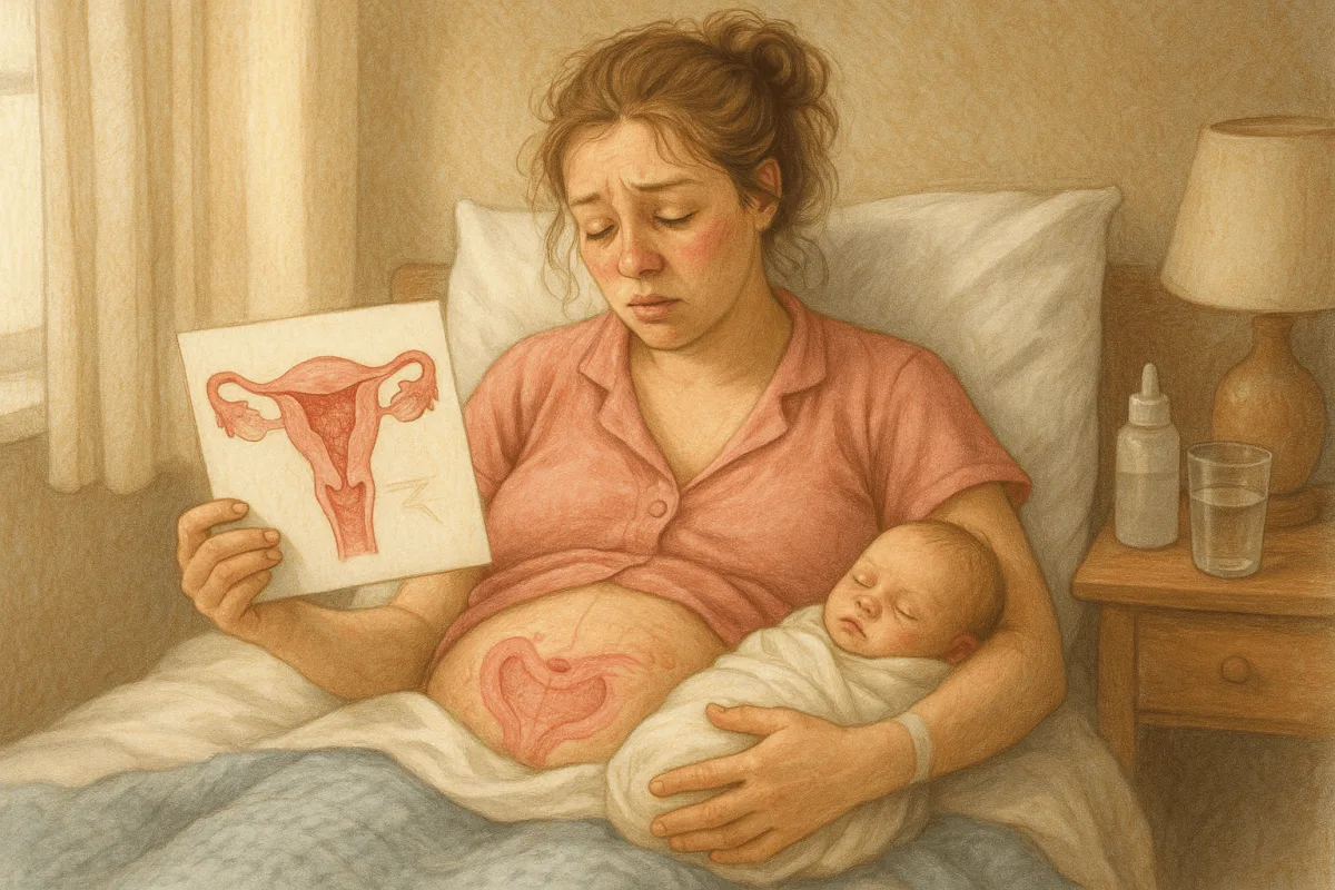 kraamtijd lichamelijke veranderingen baarmoeder krimping illustratie