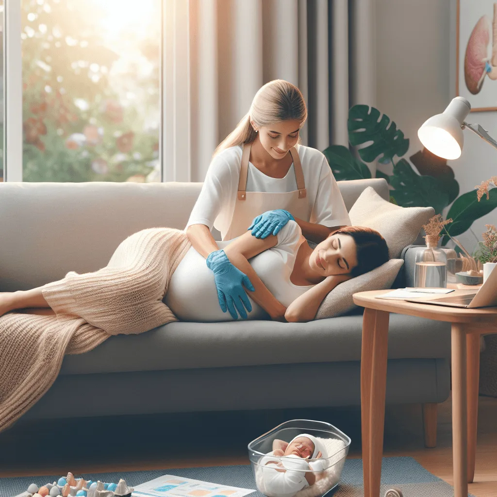 kraamverzorgster ondersteunt nieuwe moeder thuis na bevalling