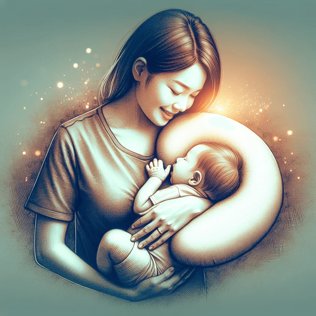 moeder geeft borstvoeding met hoefijzervormig voedingskussen op schoot