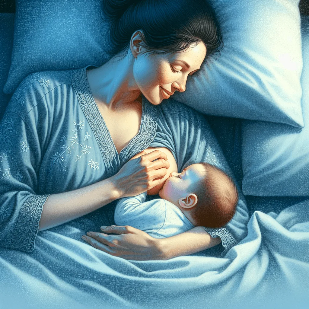 moeder geeft borstvoeding liggend in bed nachtvoeding