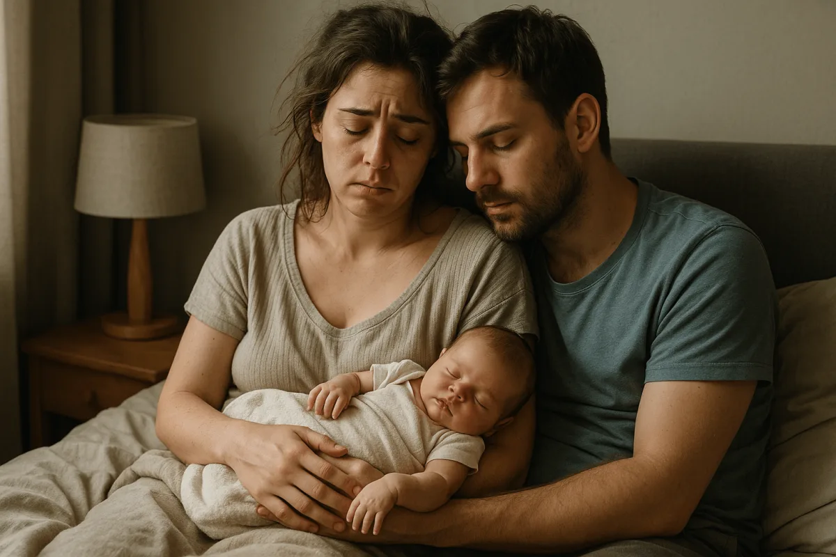 nieuwe ouders samen thuis met pasgeboren baby eerste weken