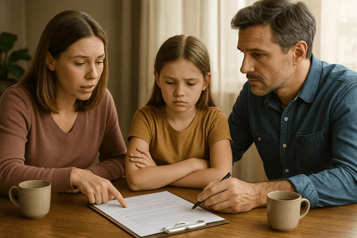 omgangsregeling na scheiding ouders met kind aan tafel, afspraken maken