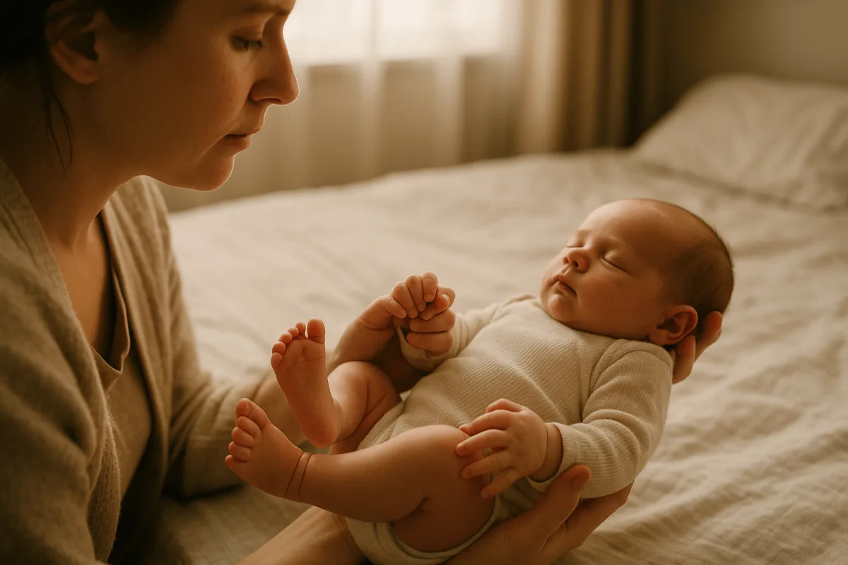 pasgeboren baby eerste maand close-up van handjes en voetjes