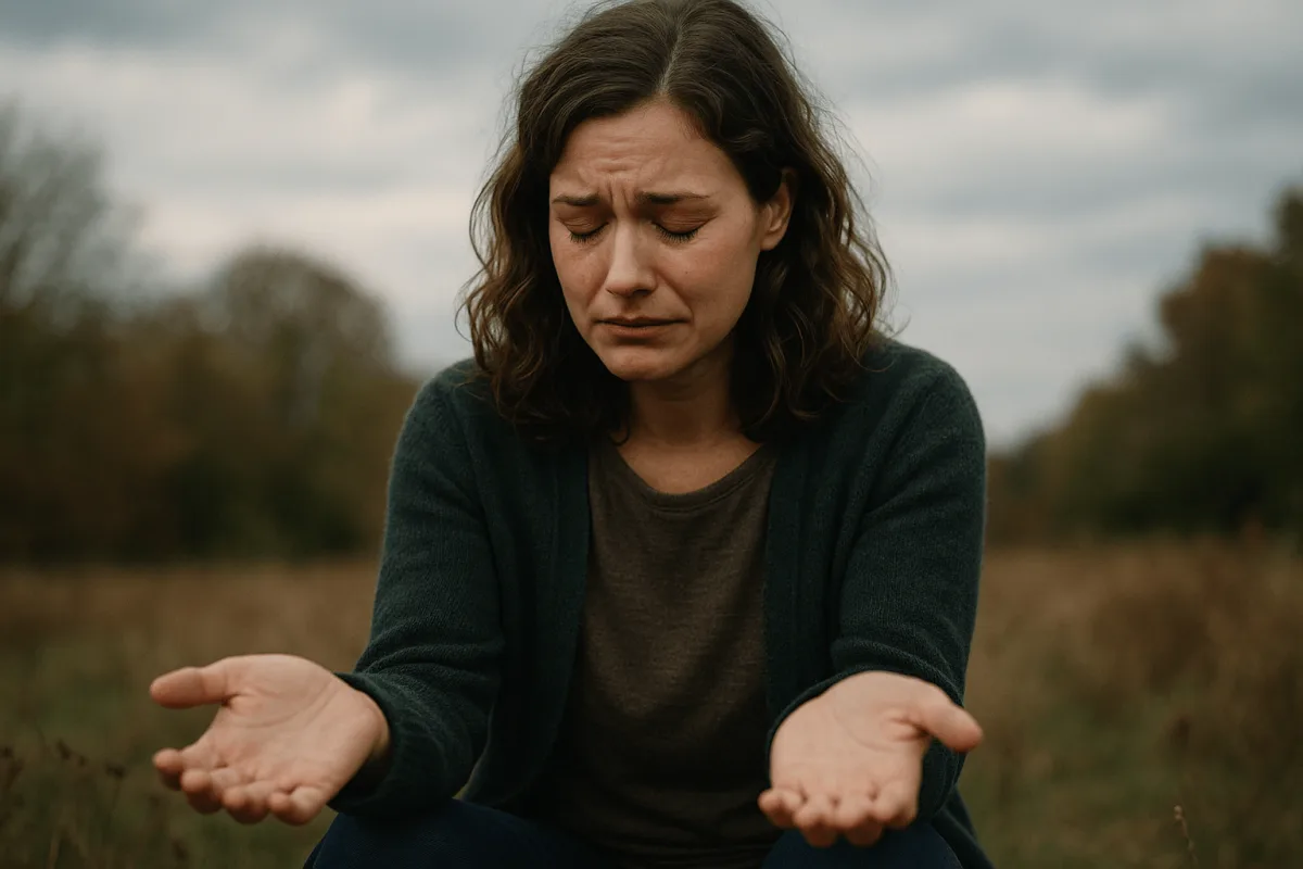 rouwverwerking miskraam vrouw verdriet lege armen buiten