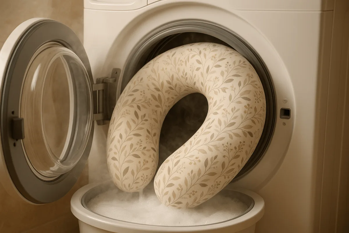 schone afneembare hoes voedingskussen wordt gewassen op hoge temperatuur