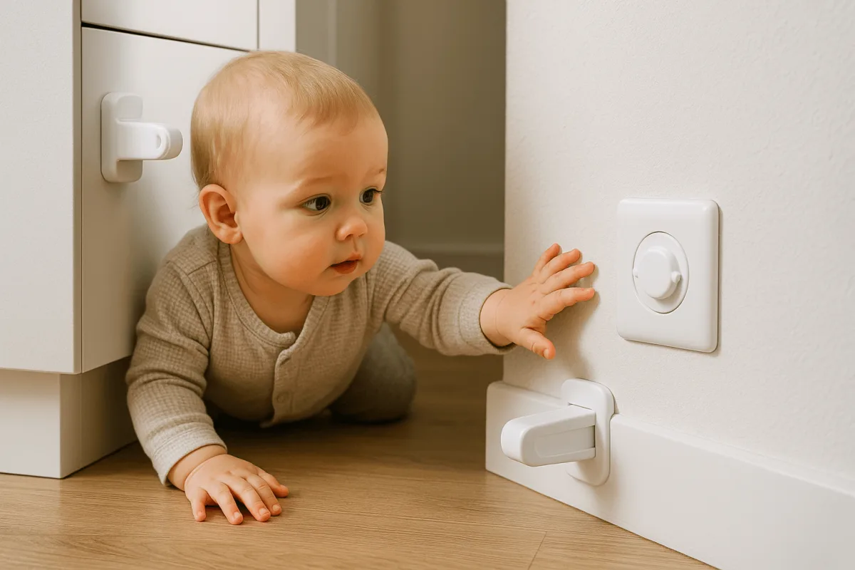 schuifbeveiliging stopcontact witte muur babyveilig installatie