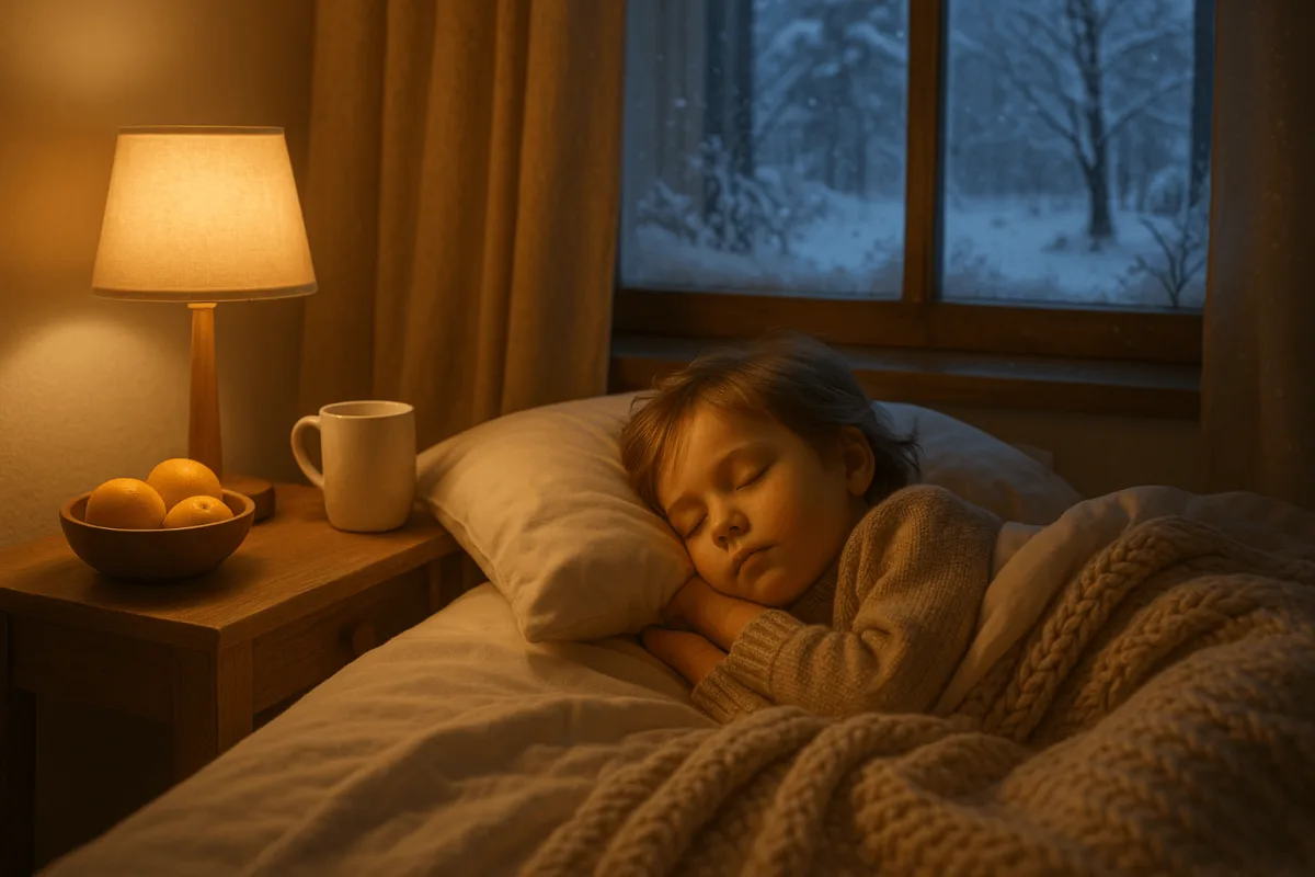 slapend kind in warme winterkamer gezond ritme