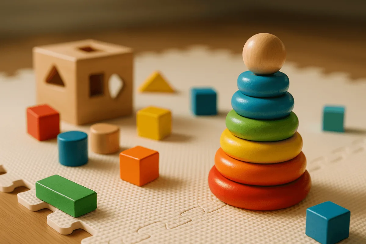 speelgoed 1-jarige houten speelgoed kleurrijke blokken op mat