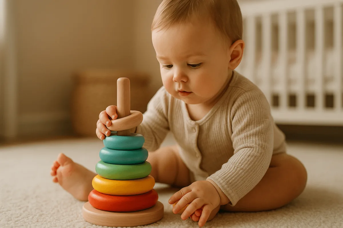 stapelringen houten speelgoed baby 12 maanden fijne motoriek