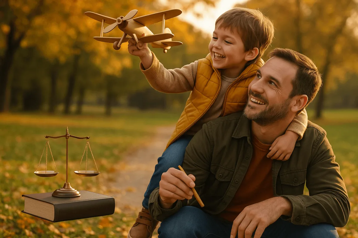 vader en kind spelen buiten na omgangsregeling afspraken scheiding