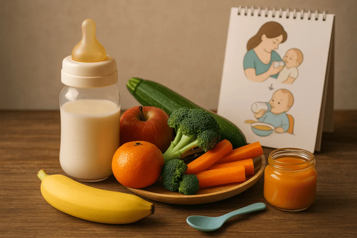 verscheidenheid aan groenten en fruit voor baby bijvoeding schema