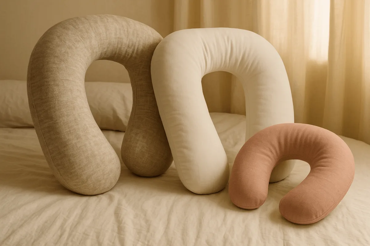 voedingskussen C-vorm U-vorm en hoefijzer naast elkaar gelegd